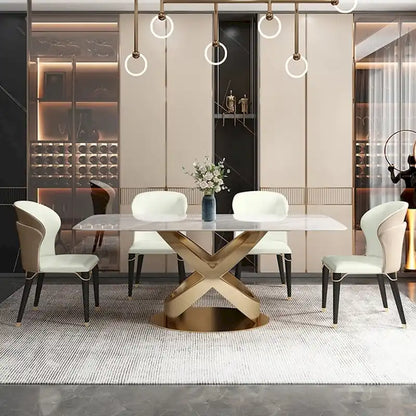 Modern Dining Chair Wingback Side Chair PU Leather Upholstery, Carbon Steel Legs, Brown, Set of 2, Fully Assemble