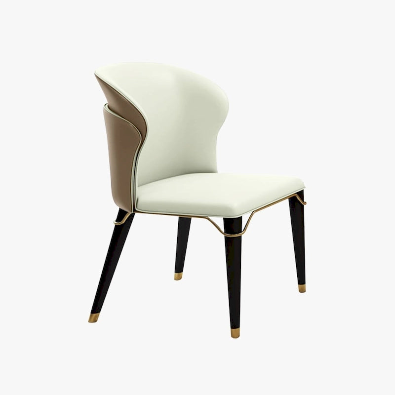 Modern Dining Chair Wingback Side Chair PU Leather Upholstery, Carbon Steel Legs, Brown, Set of 2, Fully Assemble