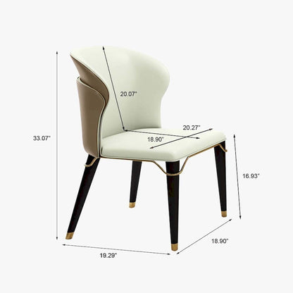 Modern Dining Chair Wingback Side Chair PU Leather Upholstery, Carbon Steel Legs, Brown, Set of 2, Fully Assemble