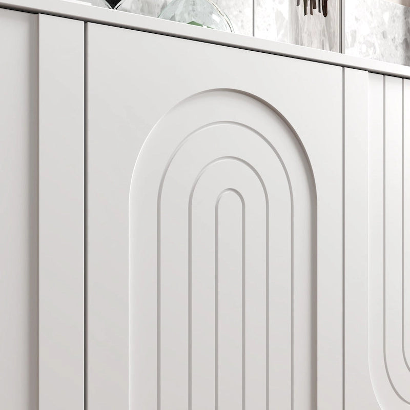 63.2W Bookcase Credenza Sideboard Buffet with Drawer & Pop-Up Doors