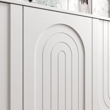 63.2W Bookcase Credenza Sideboard Buffet with Drawer & Pop-Up Doors