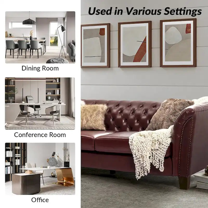 Regina 82.5 Tufted Genuine Leather Sofa Couch for Living Room By HULALA HOME