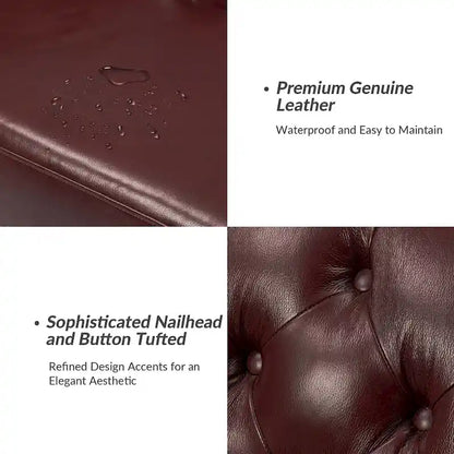 Regina 82.5 Tufted Genuine Leather Sofa Couch for Living Room By HULALA HOME