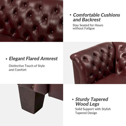 Regina 82.5 Tufted Genuine Leather Sofa Couch for Living Room By HULALA HOME