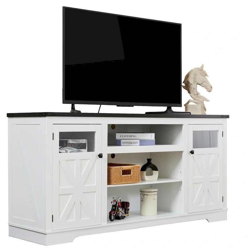 Ukuowu 66 Rustic Farmhouse TV Stand for 75 65 inch TV with Storage Cabinets for Living Room Bedroom