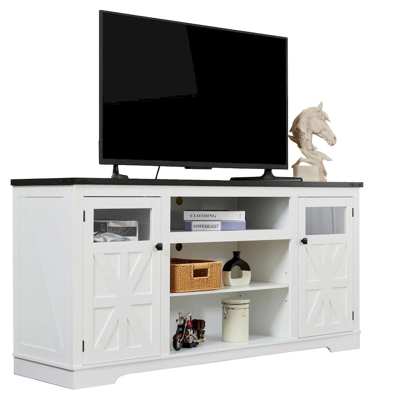 Ukuowu 66 Rustic Farmhouse TV Stand for 75 65 inch TV with Storage Cabinets for Living Room Bedroom