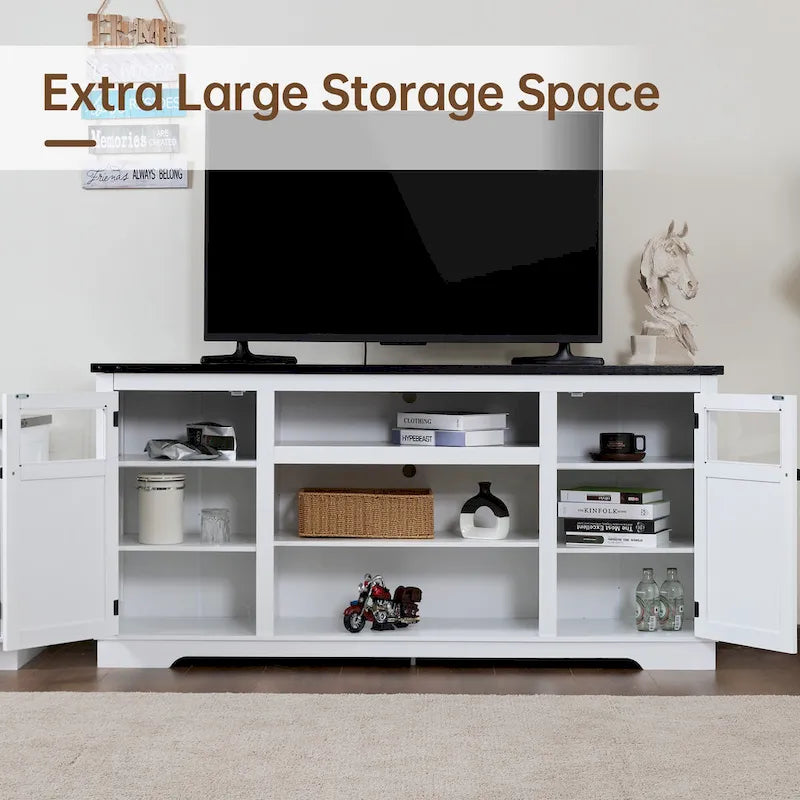 Ukuowu 66 Rustic Farmhouse TV Stand for 75 65 inch TV with Storage Cabinets for Living Room Bedroom