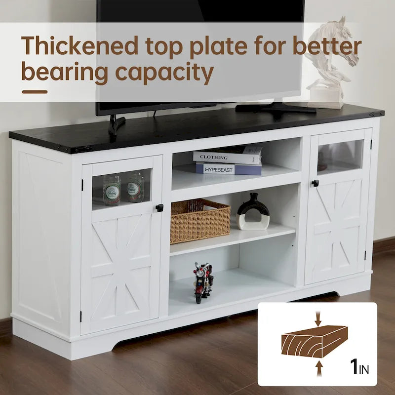 Ukuowu 66 Rustic Farmhouse TV Stand for 75 65 inch TV with Storage Cabinets for Living Room Bedroom