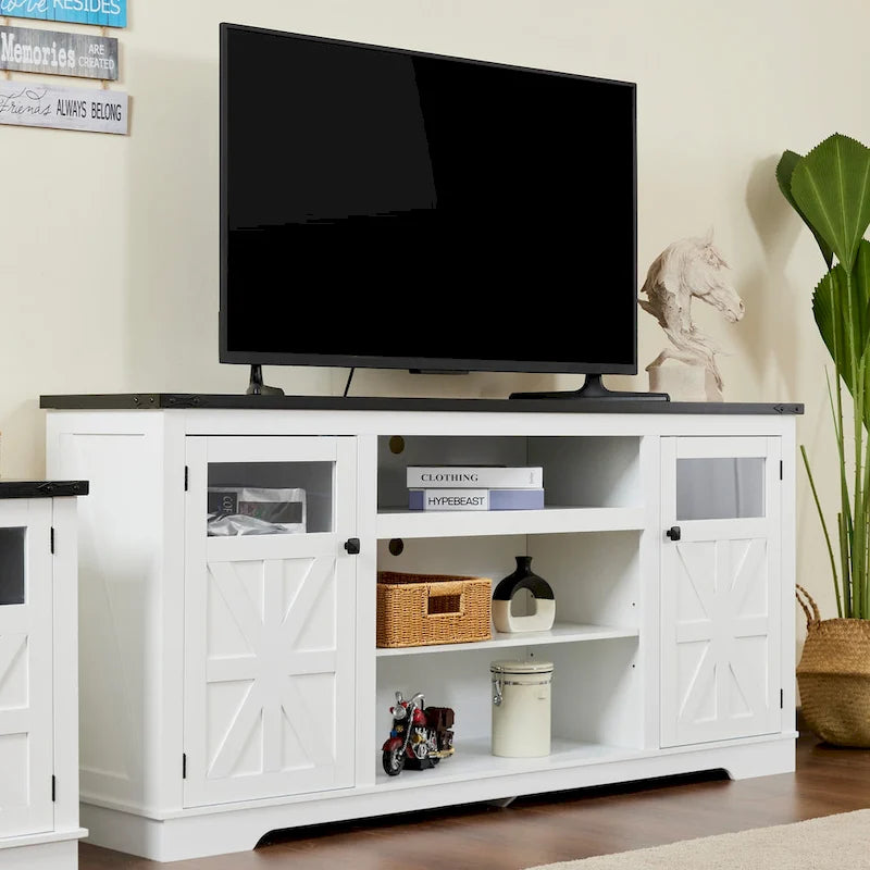 Ukuowu 66 Rustic Farmhouse TV Stand for 75 65 inch TV with Storage Cabinets for Living Room Bedroom