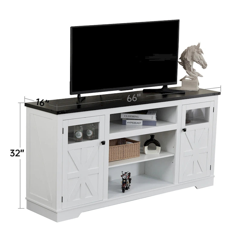 Ukuowu 66 Rustic Farmhouse TV Stand for 75 65 inch TV with Storage Cabinets for Living Room Bedroom