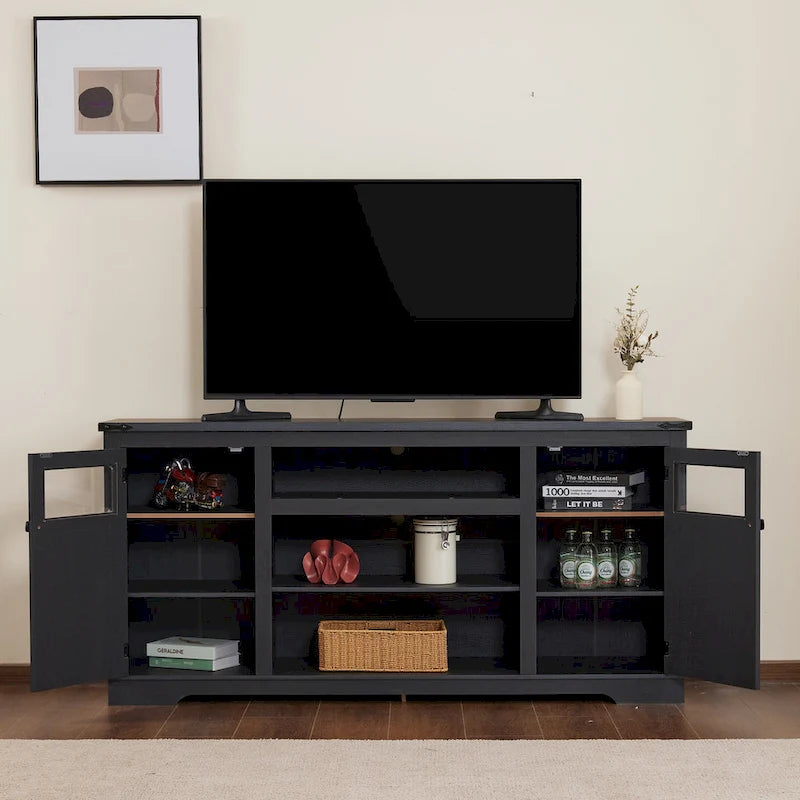 Ukuowu 66 Rustic Farmhouse TV Stand for 75 65 inch TV with Storage Cabinets for Living Room Bedroom
