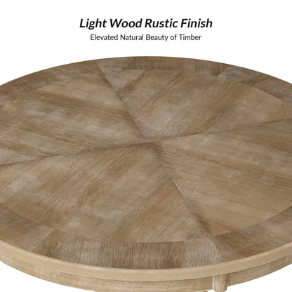 Felicia Farmhouse Natural Solid Wood Round Cross-buck Base Dining Table for 4 by HULALA HOME