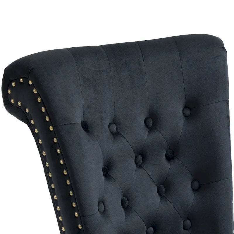 AVAWING Set of 2 High Back Throne Chair Velvet Armless Royal Accent Chair with Storage