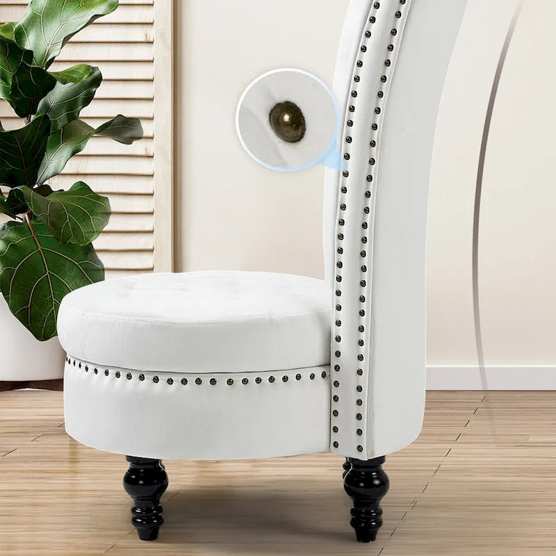 AVAWING Set of 2 High Back Throne Chair Velvet Armless Royal Accent Chair with Storage