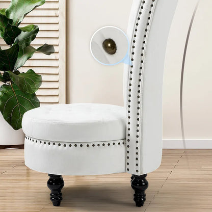 AVAWING Set of 2 High Back Throne Chair Velvet Armless Royal Accent Chair with Storage