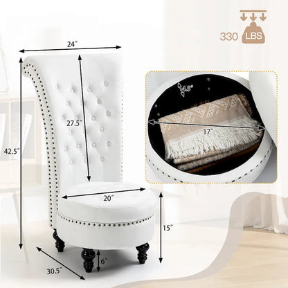 AVAWING Set of 2 High Back Throne Chair Velvet Armless Royal Accent Chair with Storage