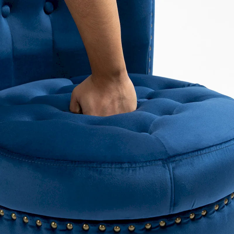 AVAWING Set of 2 High Back Throne Chair Velvet Armless Royal Accent Chair with Storage