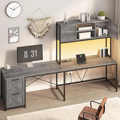 L Shaped Computer Desk with Drawers Corner Gaming Desk storage shelves