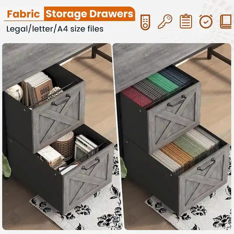 L Shaped Computer Desk with Drawers Corner Gaming Desk storage shelves