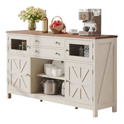Moasis Farmhouse Buffet Cabinet with Storage, 2 Drawers Sideboard for Kitchen Dining Room