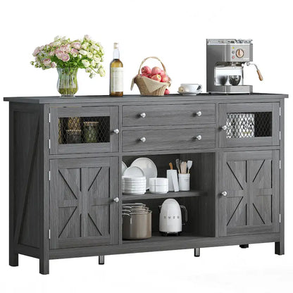 Moasis Farmhouse Buffet Cabinet with Storage, 2 Drawers Sideboard for Kitchen Dining Room