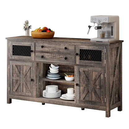 Moasis Farmhouse Buffet Cabinet with Storage, 2 Drawers Sideboard for Kitchen Dining Room