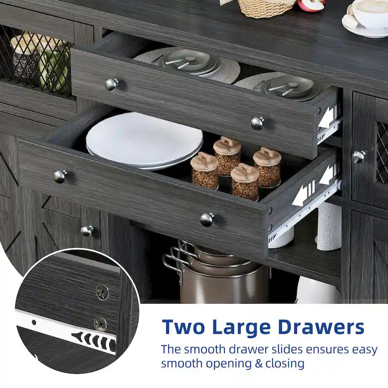 Moasis Farmhouse Buffet Cabinet with Storage, 2 Drawers Sideboard for Kitchen Dining Room