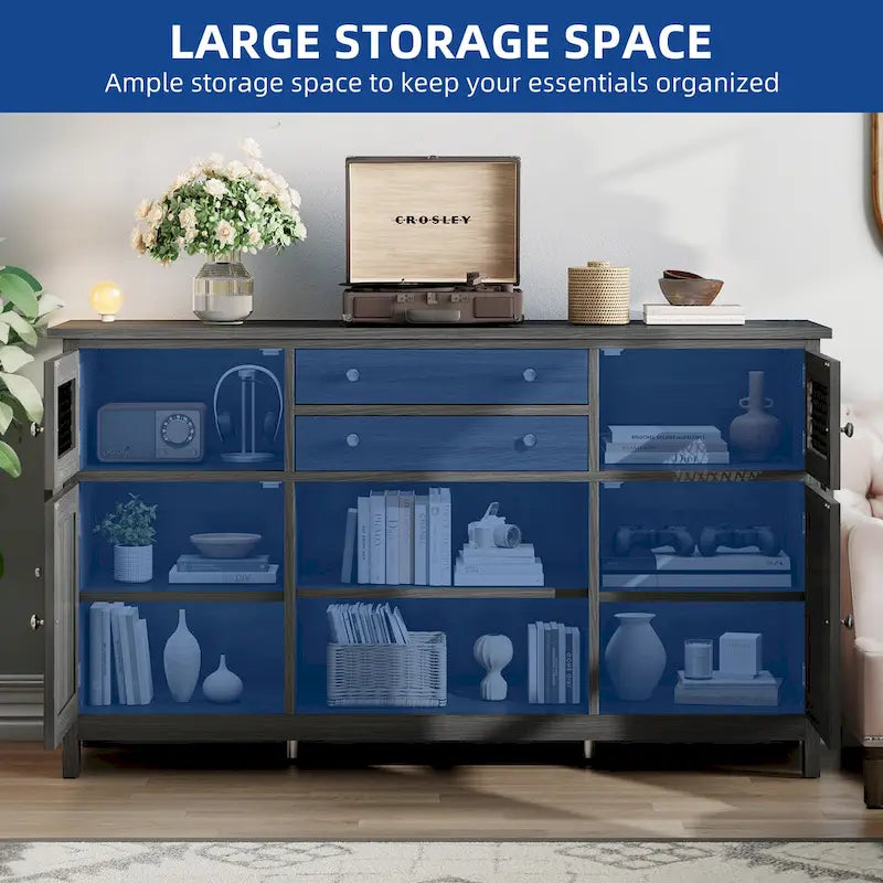 Moasis Farmhouse Buffet Cabinet with Storage, 2 Drawers Sideboard for Kitchen Dining Room