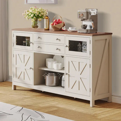Moasis Farmhouse Buffet Cabinet with Storage, 2 Drawers Sideboard for Kitchen Dining Room