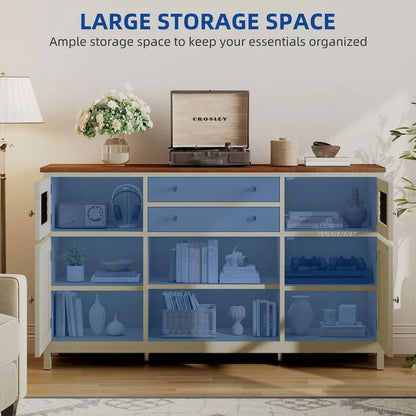 Moasis Farmhouse Buffet Cabinet with Storage, 2 Drawers Sideboard for Kitchen Dining Room