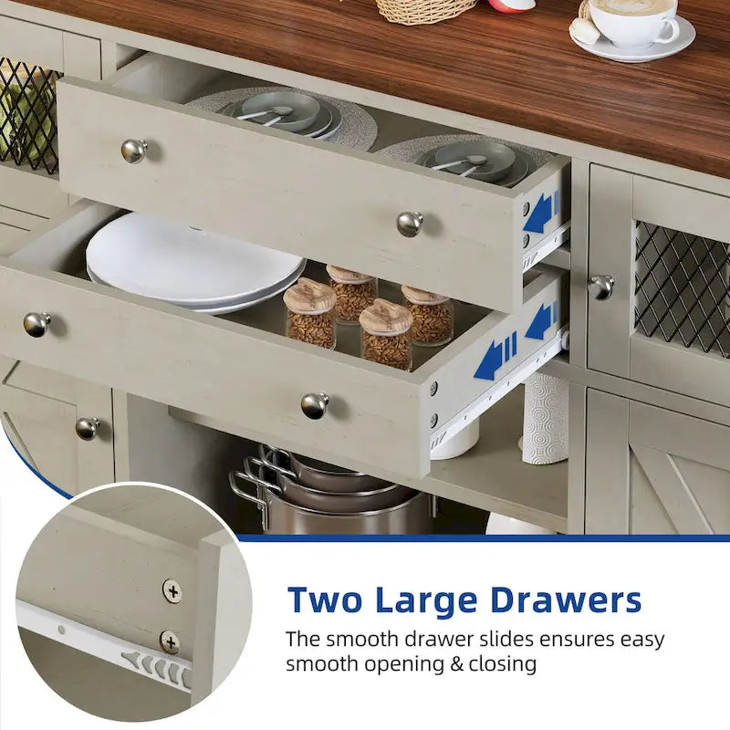 Moasis Farmhouse Buffet Cabinet with Storage, 2 Drawers Sideboard for Kitchen Dining Room