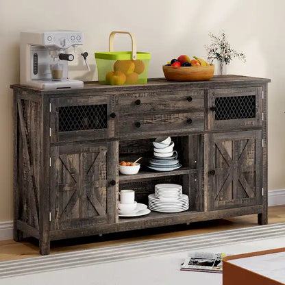 Moasis Farmhouse Buffet Cabinet with Storage, 2 Drawers Sideboard for Kitchen Dining Room