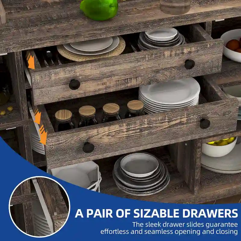 Moasis Farmhouse Buffet Cabinet with Storage, 2 Drawers Sideboard for Kitchen Dining Room