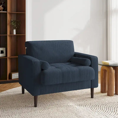 Aronas Modern Corduroy Wide Accent Chair with Pillows