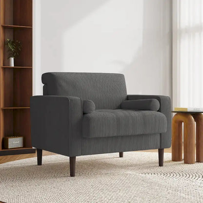 Aronas Modern Corduroy Wide Accent Chair with Pillows