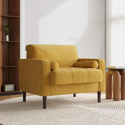 Aronas Modern Corduroy Wide Accent Chair with Pillows