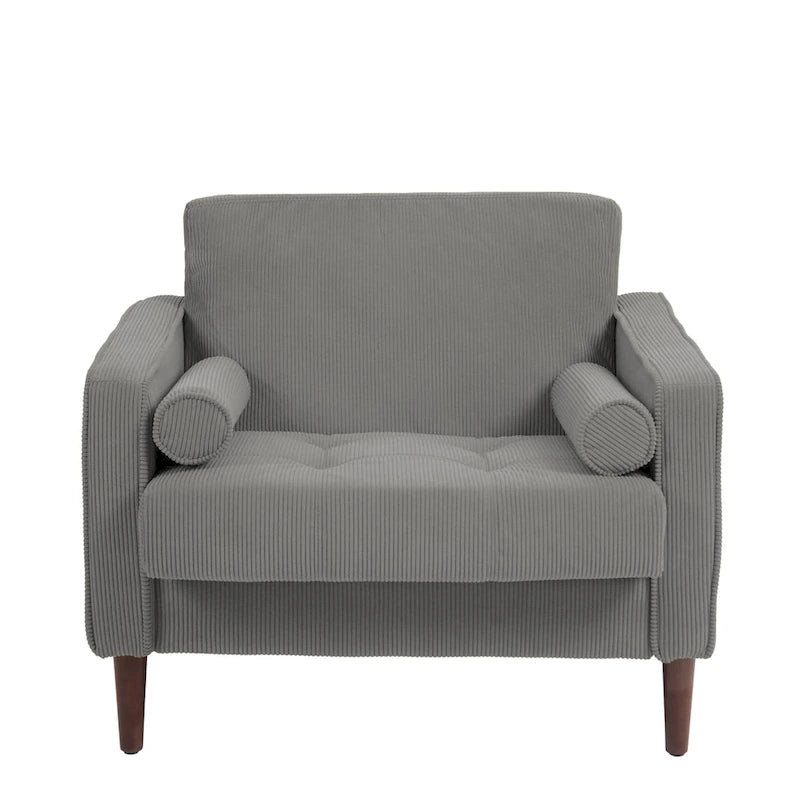 Aronas Modern Corduroy Wide Accent Chair with Pillows