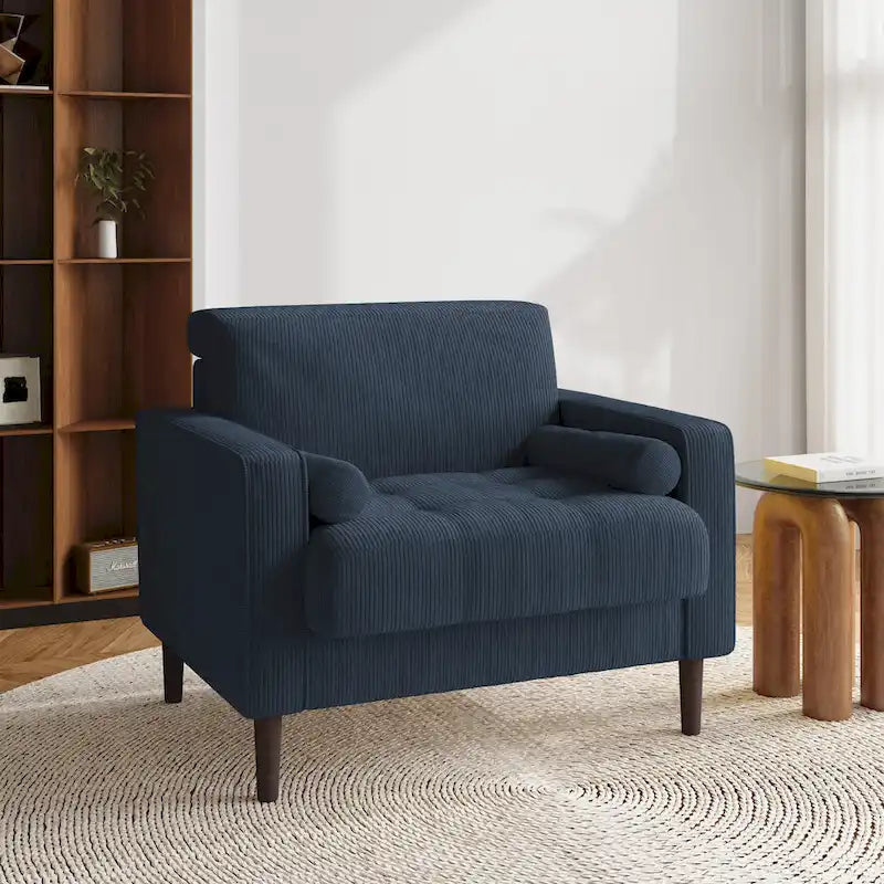 Aronas Modern Corduroy Wide Accent Chair with Pillows