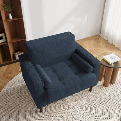 Aronas Modern Corduroy Wide Accent Chair with Pillows