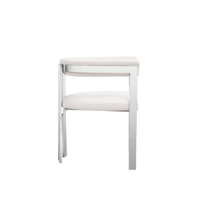 Modrest Pontiac Modern White Vegan Leather & Stainless Steel Dining Chair