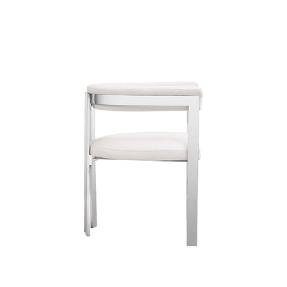 Modrest Pontiac Modern White Vegan Leather & Stainless Steel Dining Chair
