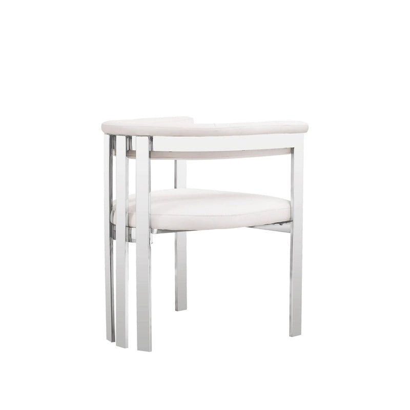 Modrest Pontiac Modern White Vegan Leather & Stainless Steel Dining Chair