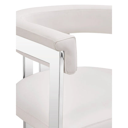 Modrest Pontiac Modern White Vegan Leather & Stainless Steel Dining Chair
