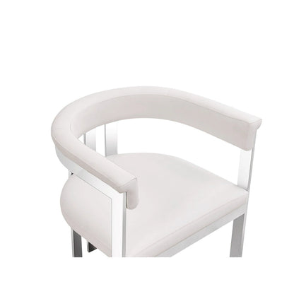 Modrest Pontiac Modern White Vegan Leather & Stainless Steel Dining Chair