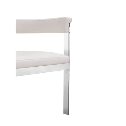 Modrest Pontiac Modern White Vegan Leather & Stainless Steel Dining Chair