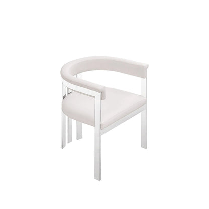 Modrest Pontiac Modern White Vegan Leather & Stainless Steel Dining Chair