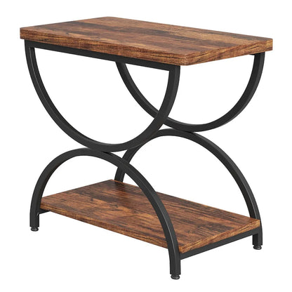 2 Tier Wood and Metal End Side Table for Living Room (Set of 2) - 2PCS