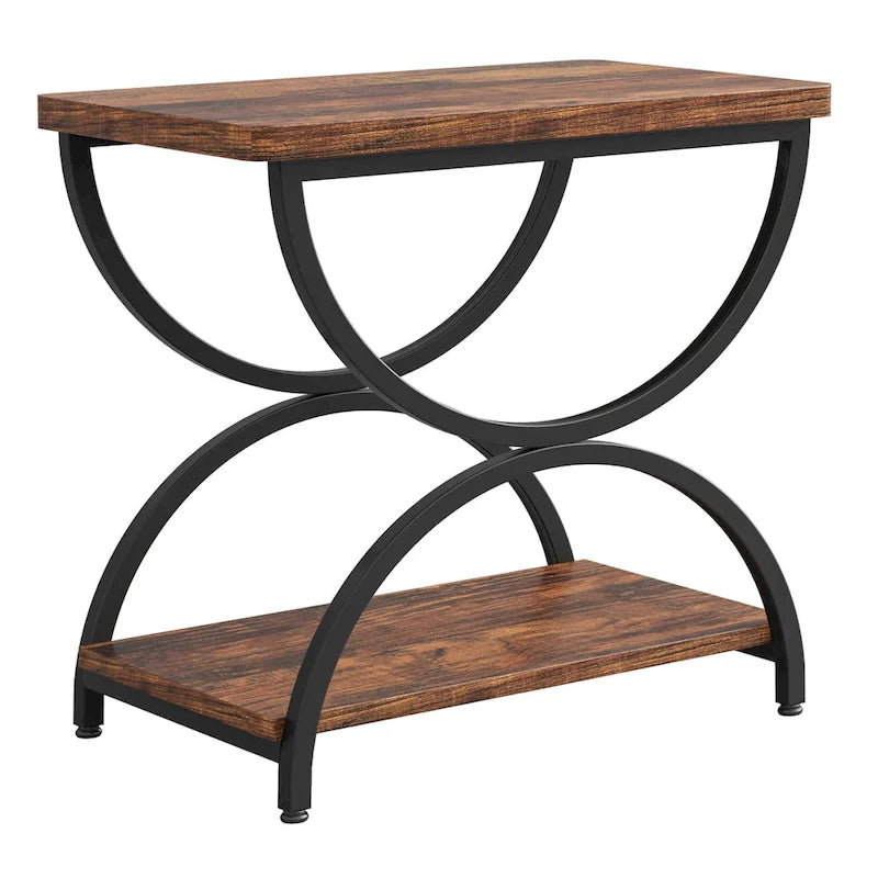 2 Tier Wood and Metal End Side Table for Living Room (Set of 2) - 2PCS