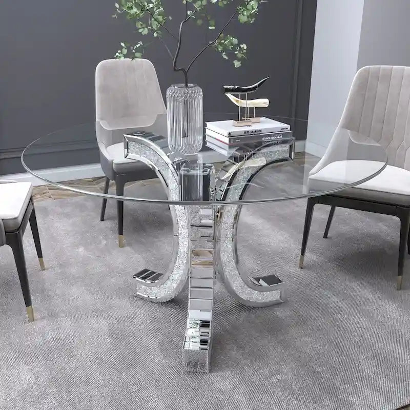 Round Glass Top Dining Table