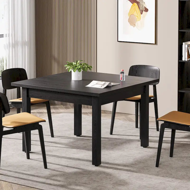 39.4 Square Dining Table with Solid Wood Legs for 4, Small Kitchen Tables for Dining Room